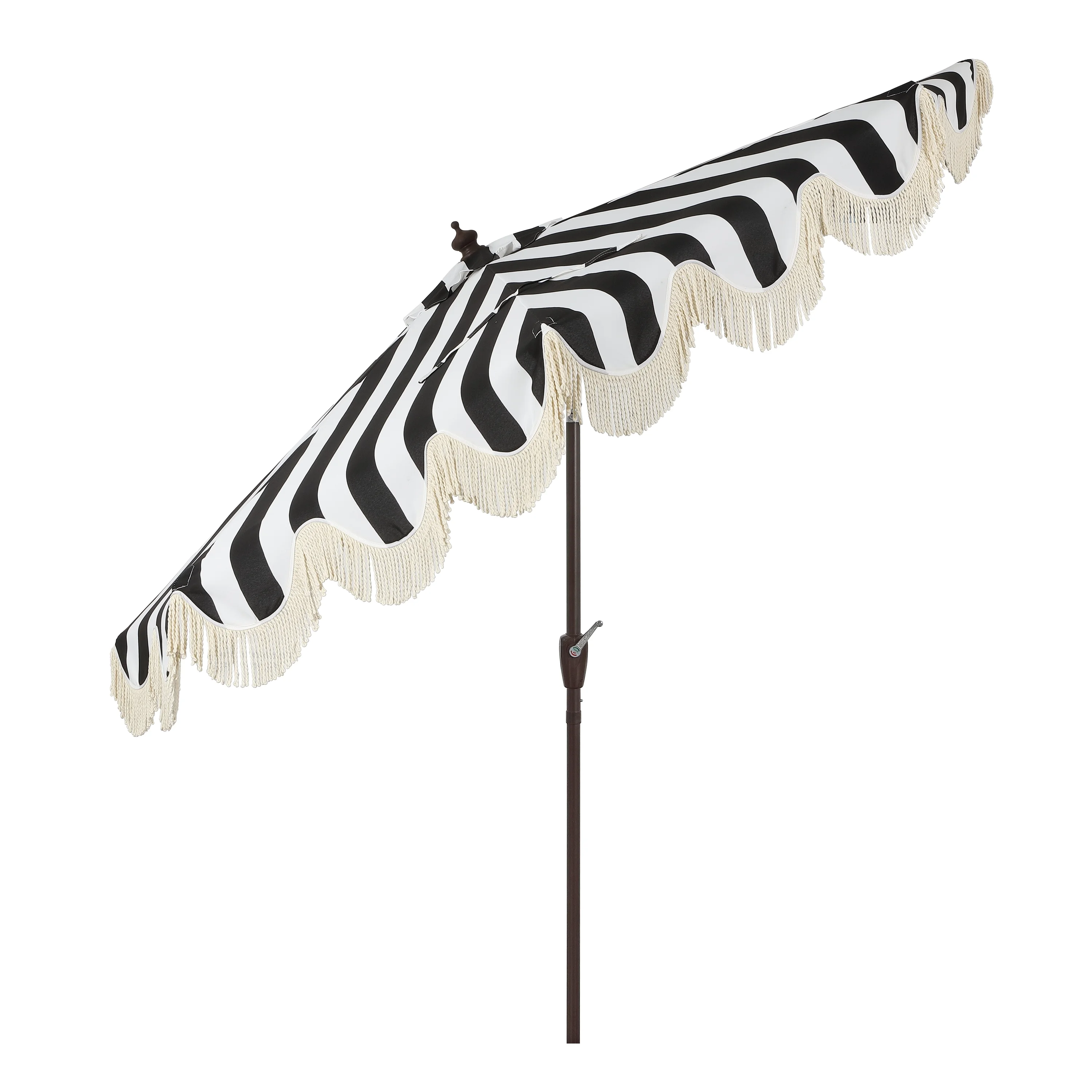 JONATHAN Y Beverly 9 ft. Half Market Patio Umbrella, Designer Classic Scalloped Fringe with Crank, Tilt Button and UV Protection, Blue/White/Cream, Dark Brown Pole - Image 36
