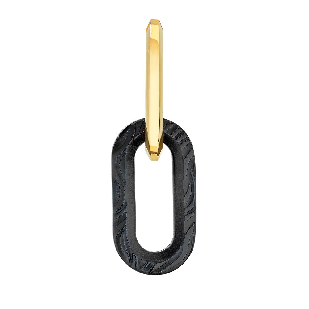 BOUCLES D'OREILLES EMPREINTE ANIMALE - CRISTAL NOIR, PLAQUÉ OR JAUNE