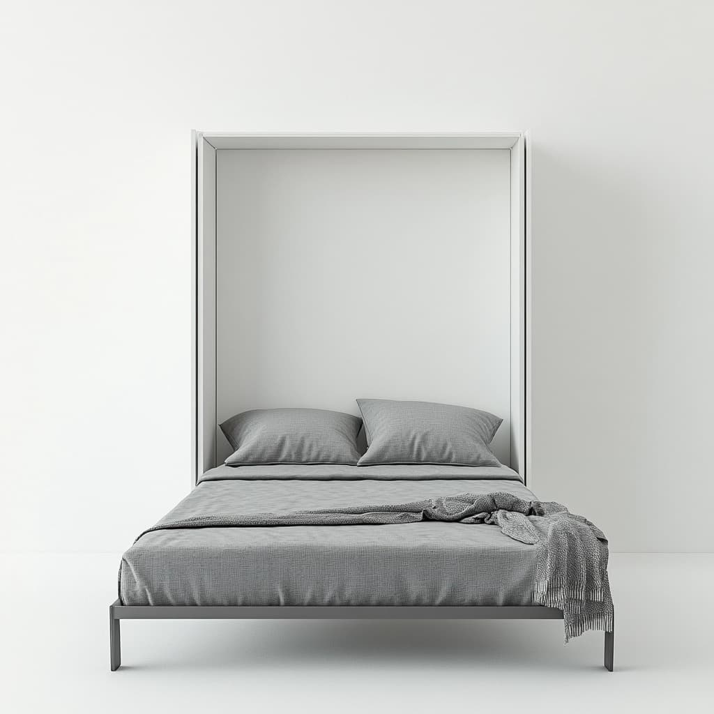 Cama abatible de pared de metal 140x200 cm gris