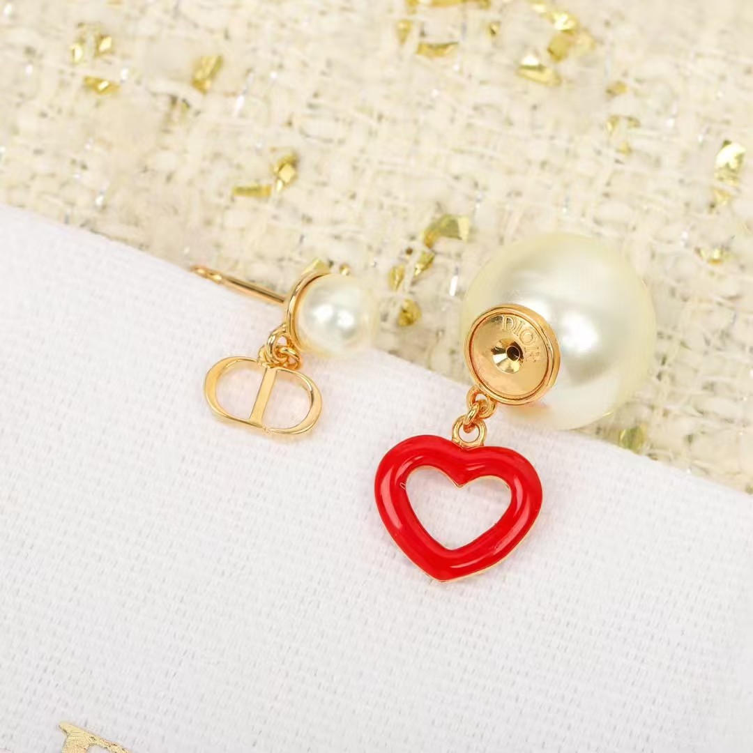 Dior CD Heart Drop Front Back Pearl Stud Earring - Original Replica Club