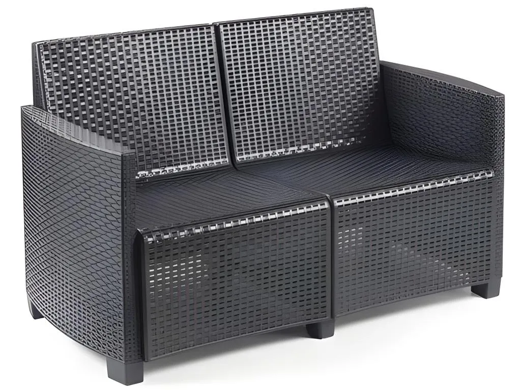 Conjunto de exterior compuesto por - 2 sillones monoplaza 1 sofá de dos plazas 1 mesa contenedor con 4 cojines Made in Italy color antracita