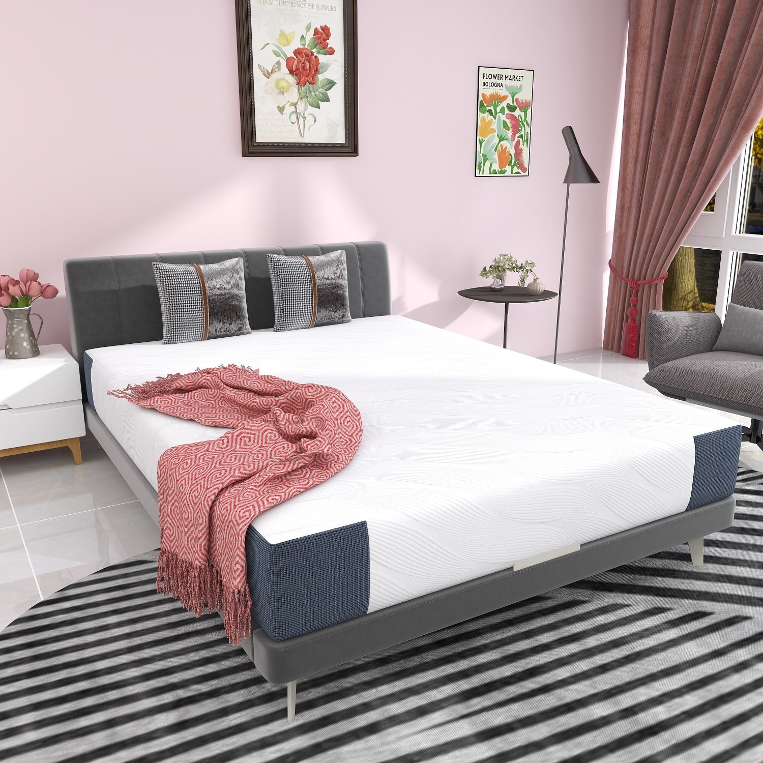 inch Memory Foam Innerspring Hybrid Mattress. Medium Firm Bed in a Box for Pressure Relief. Queen Mattress