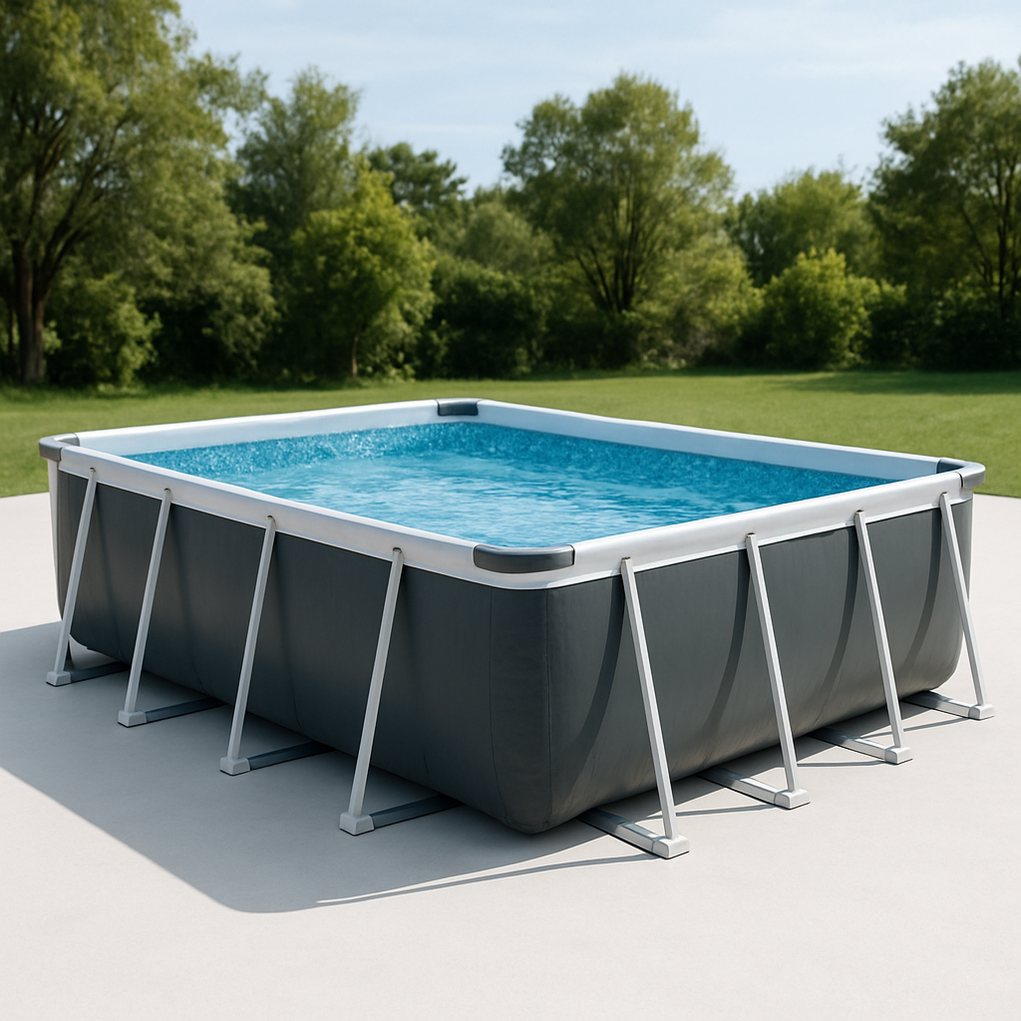 Piscina tubular rectangular 450x360x84 cm color gris fhYPPFQ466zn