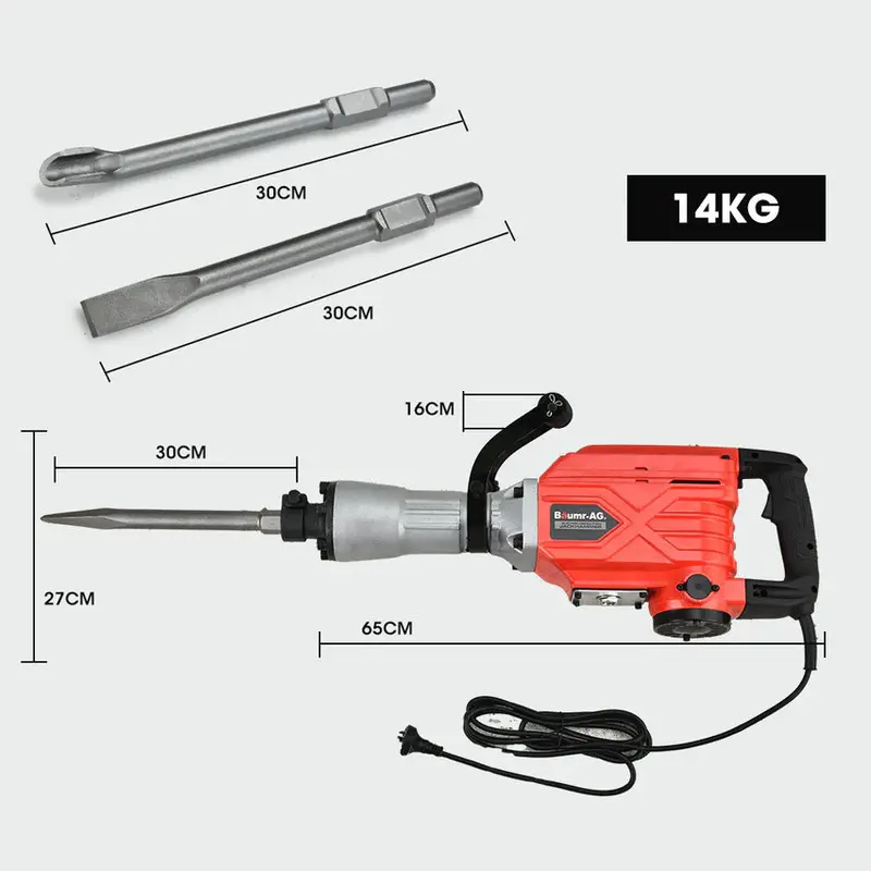 BAUMR-AG 2300W Demolition Jackhammer With 3 Chisels And Carry Case - BMJK-23S Mk II - Image 6 BAUMR-AG 2300W Demolition Jackhammer With 3 Chisels And Carry Case - BMJK-23S Mk II - Image 6