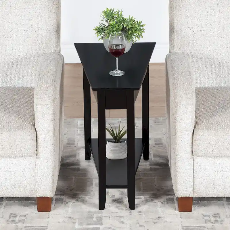 American Heritage Wedge End Table with Shelf by Convenience Concepts
