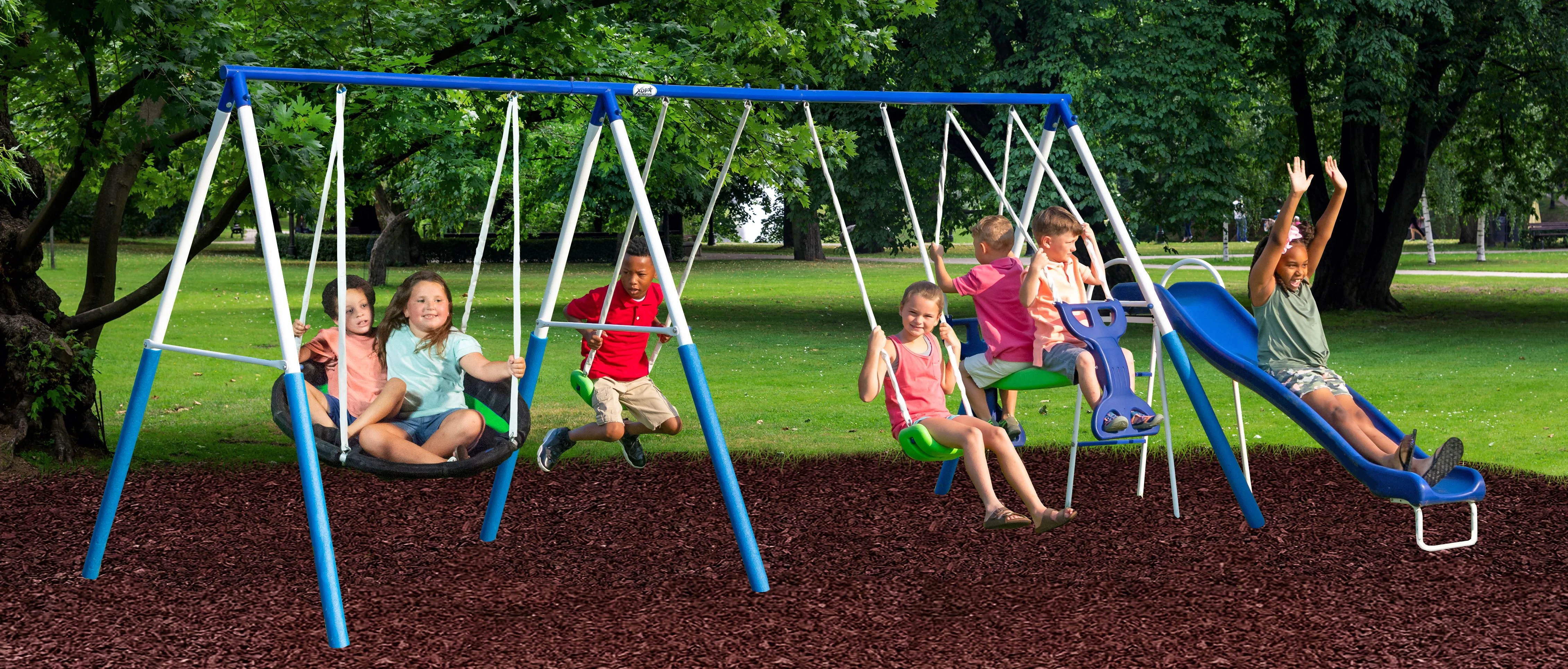 XDP Recreation All Star Playground Metal Swing Set for up to 7 Children - Image 3