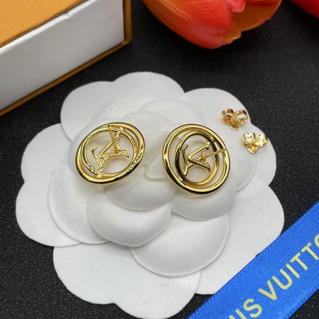 Louis Vuitton Hollow LV Letter Round Earrings - Original Replica Club