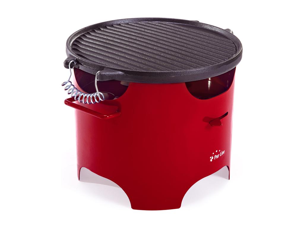 Barbacoa de Decoromantico tanol 0.5L Decoromantico n acero rojo y plancha redonda de hierro