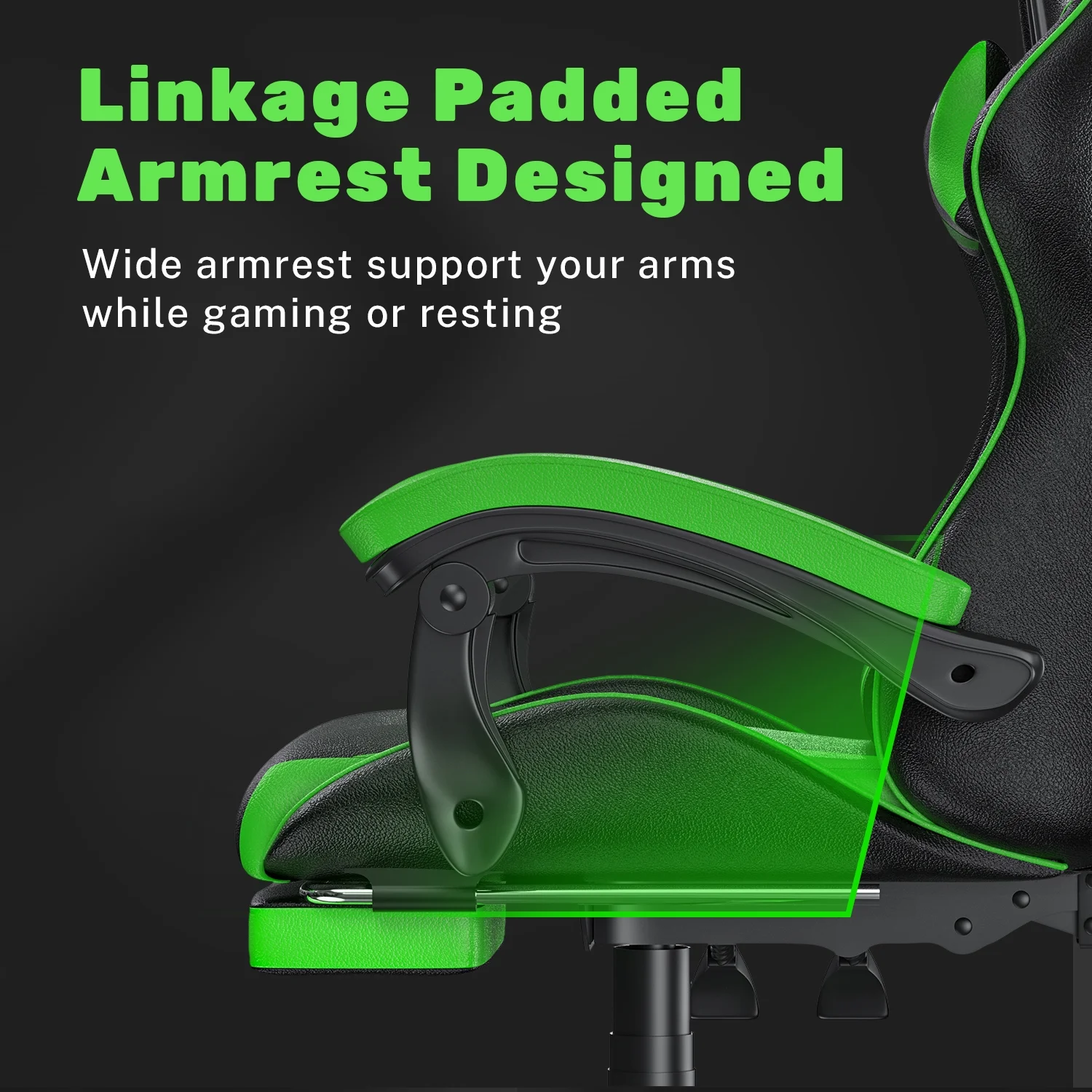 Bigzzia Gaming Chair Office Chair, Ergonomic Game Chair with Height Adjustable Headrest and Lumbar Support for Adults Teens, Black & White - Image 96