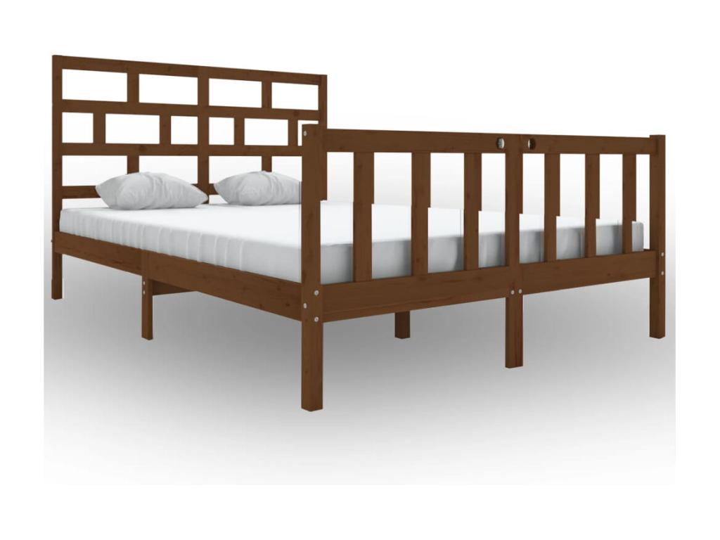 Mueblescolor de cama doble sin colchMueblescolor madera maciza marrón miel