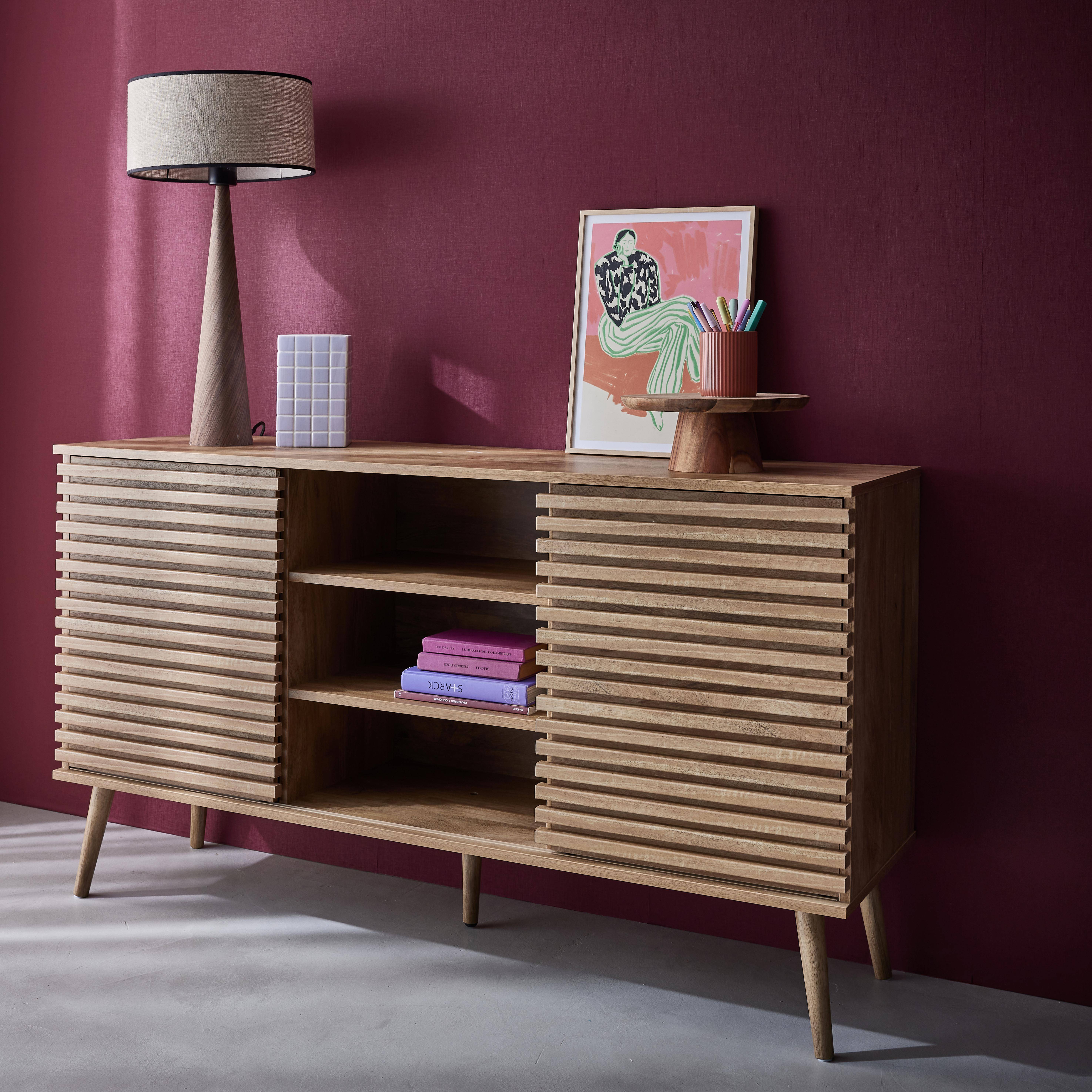 Madere - Aparador escandinavo de madera con 2 puertas, 140cm