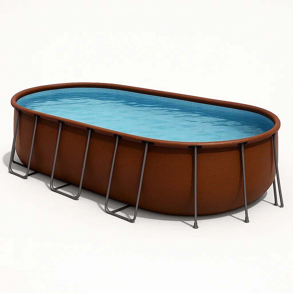 Piscina tubular ovalada 472x286x104 cm, color marrón, estructura metálica, apta para todas las edades, rFORyYK157yy