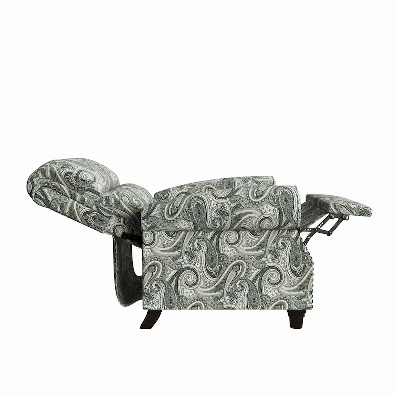 Push Back Recliner Chair with Padded Cushion and Solid Wood Legs