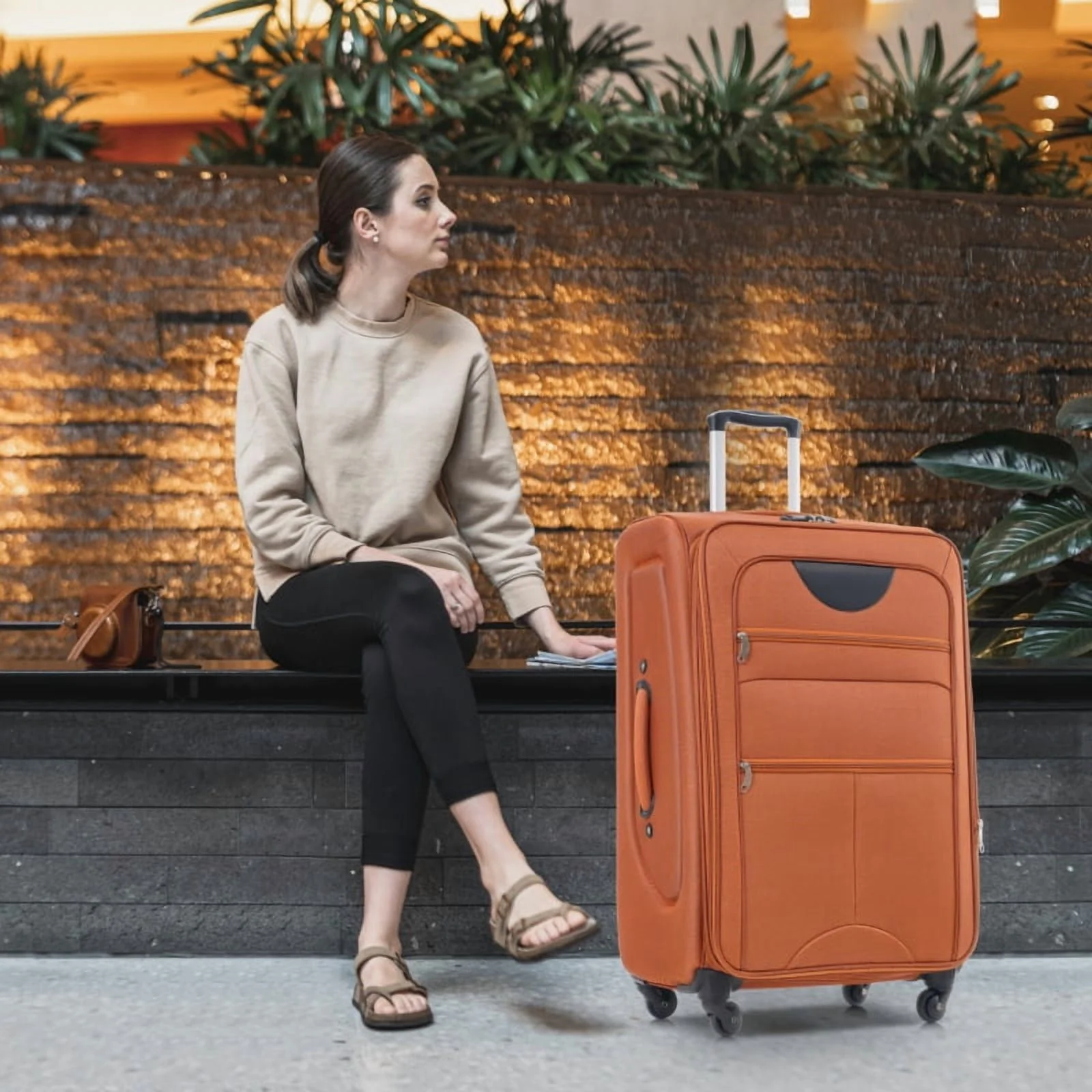 Softside Luggage Expandable 3 Piece Set Suitcase Upright Spinner Softshell Lightweight Luggage Travel Set - Image 48