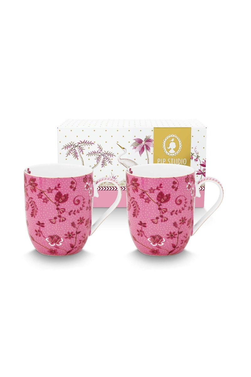 Set/2 Mugs Small Jolie Flowers Pink