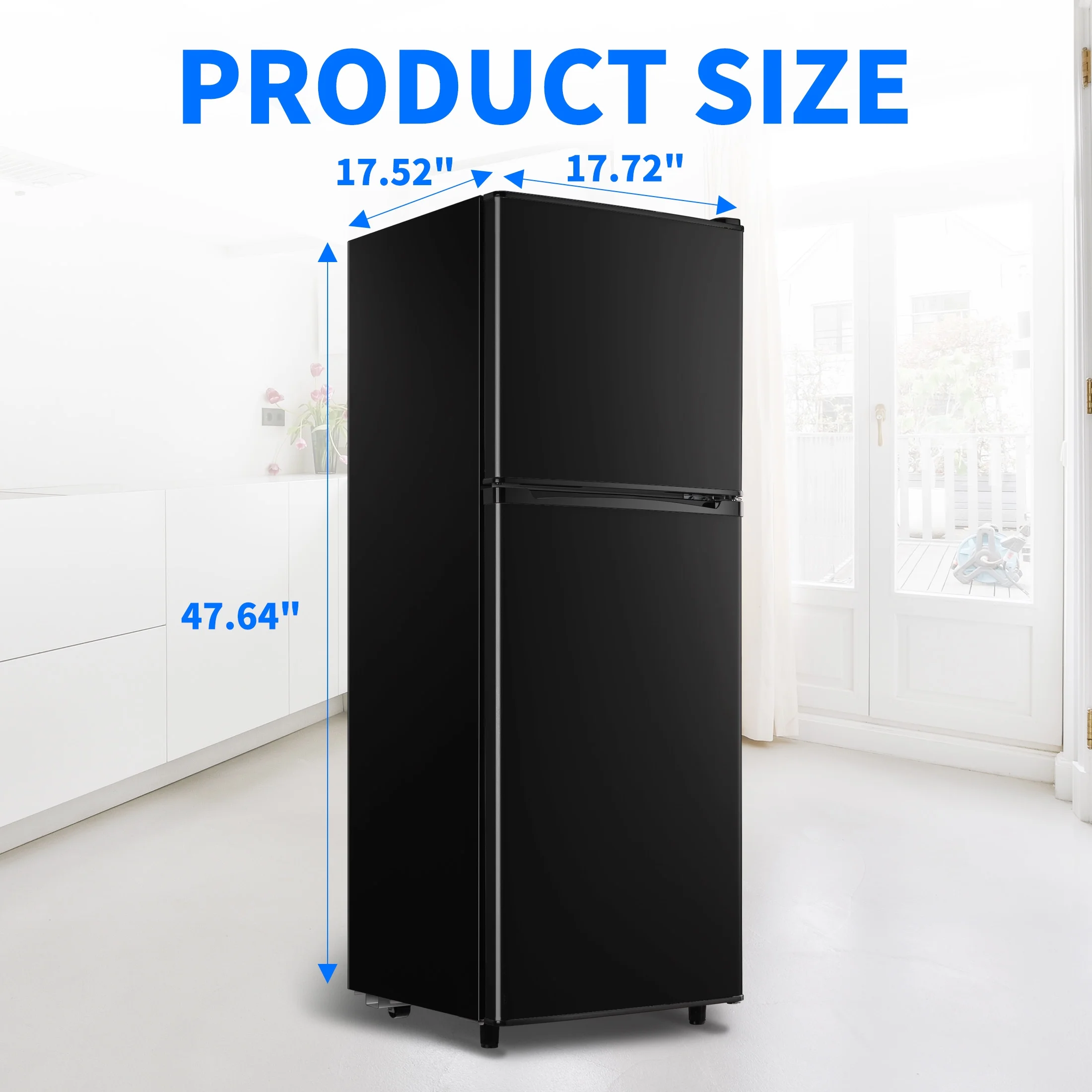 4.5 Cu. ft. Compact Refrigerator 2 Door with Freezer,5 Adjustable Thermostat & 4 Removable Glass Shelves - Image 14