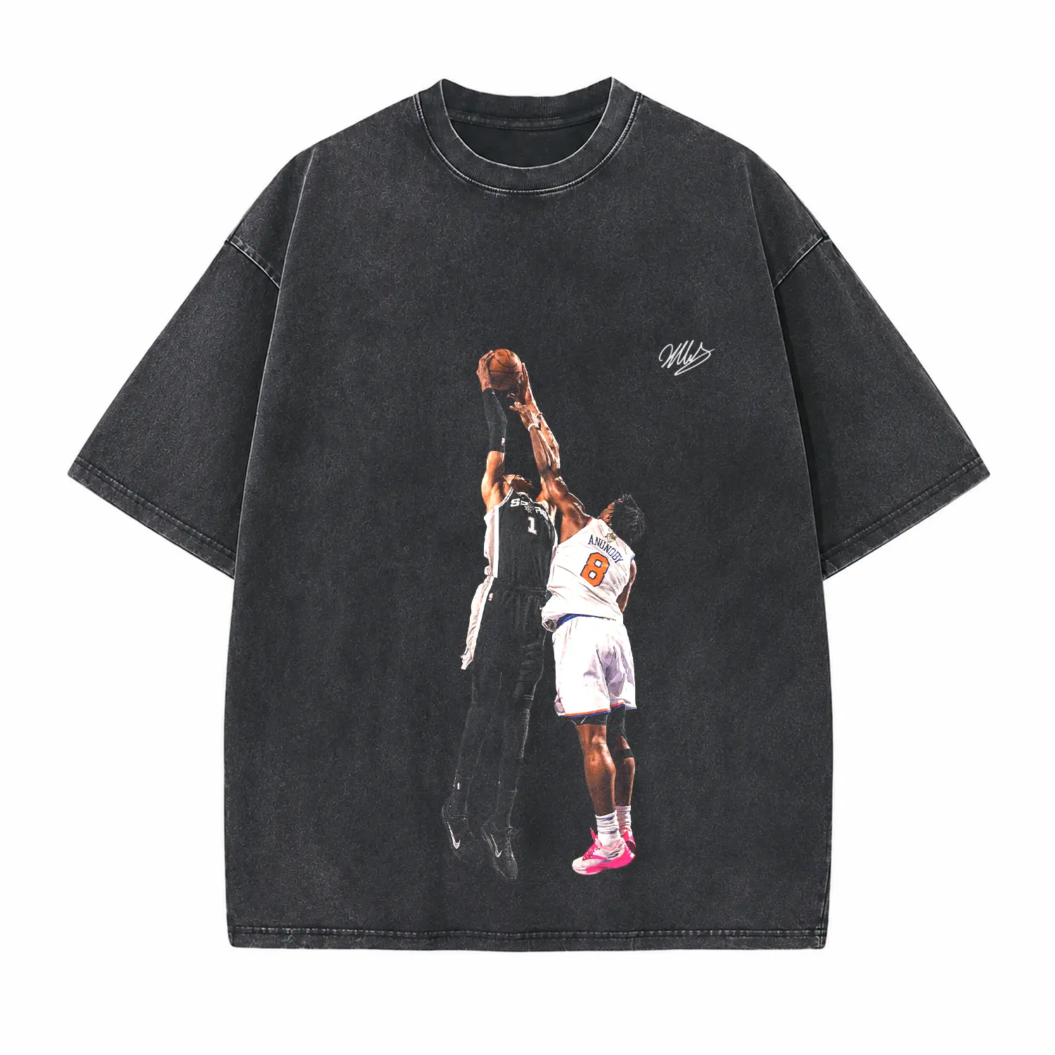 Basketball Action Photo Printed Unisex Washed T-Shirt