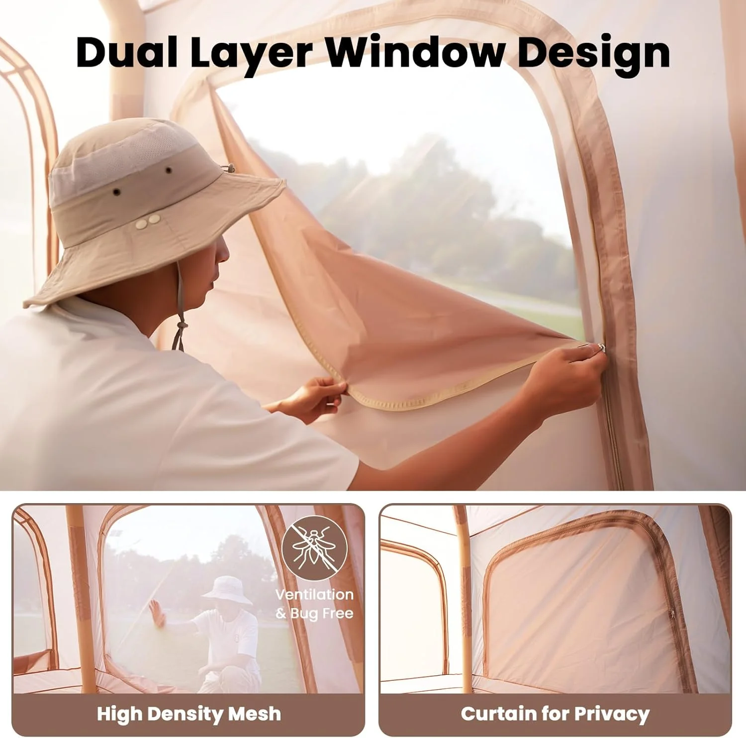 Lilypelle 4-6 Person Blow Up Inflatable Tent with Stove Jack, Hot Tent for Camping with Hand Pump, Waterproof Inflatable Camp Tent with Mesh Windows, Easy Setup Glamping Inflatable House - Image 58