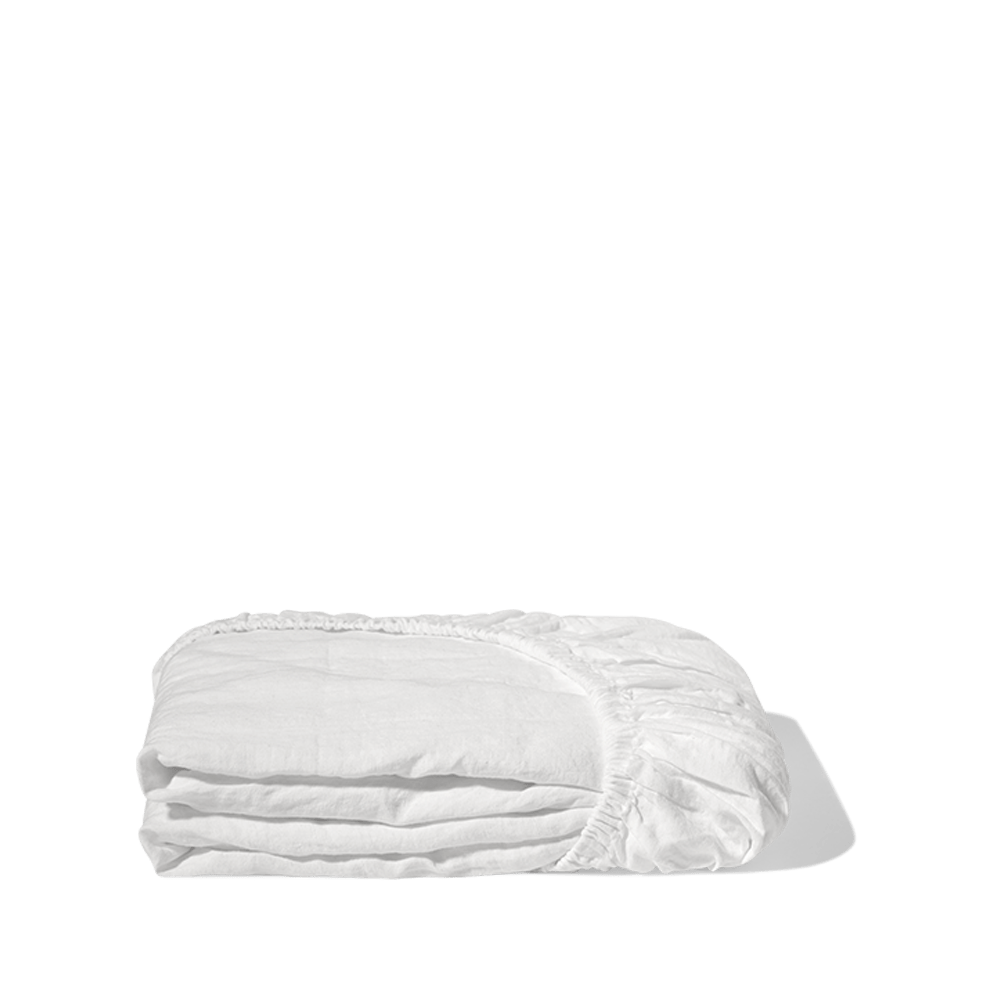 Drap-housse en lin lavé - Blanc Optique