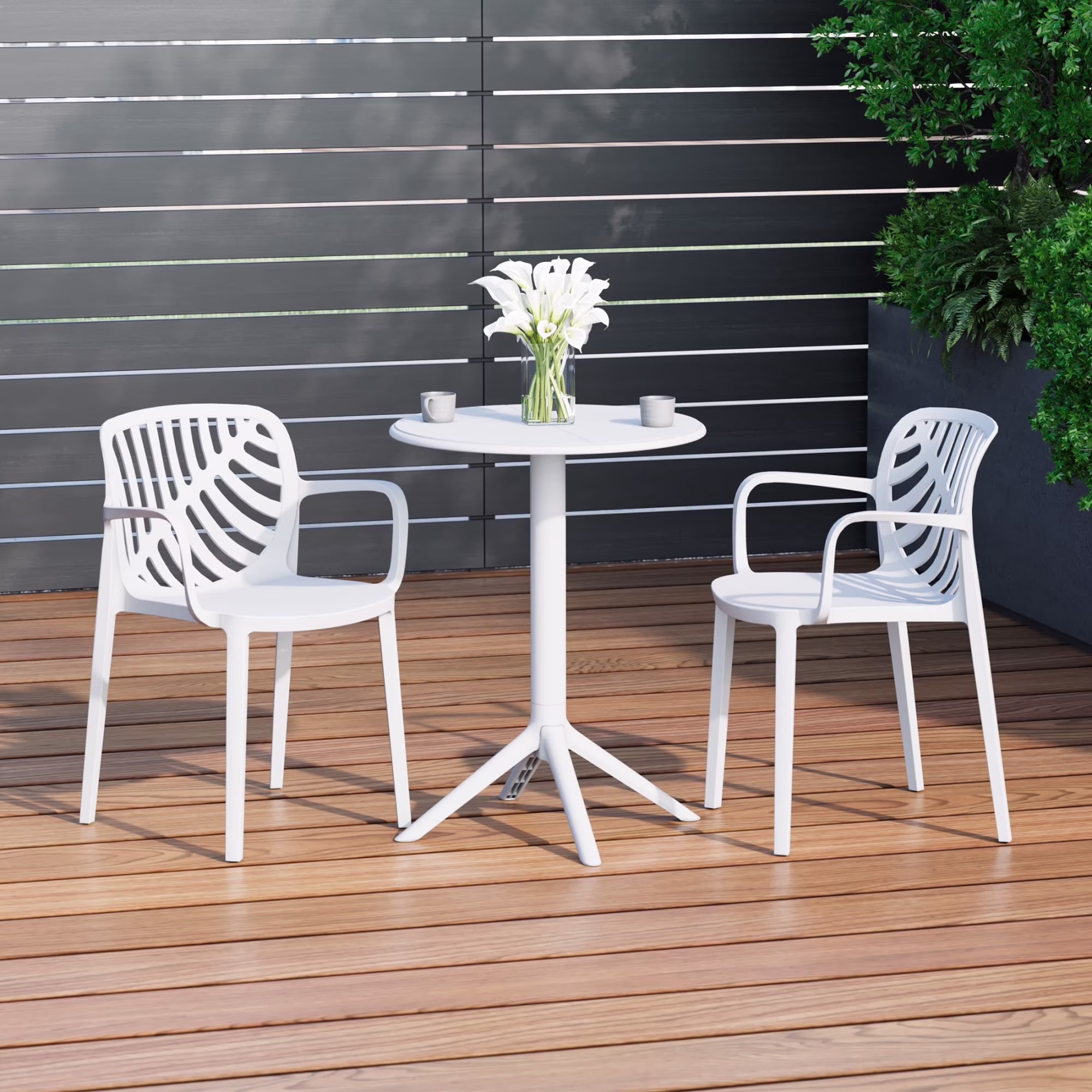 WestinTrends Playa 3-Piece Outdoor Resin Patio Bistro Table Set with Stackable Patio Dining Side Chairs For 2, Black - Image 5