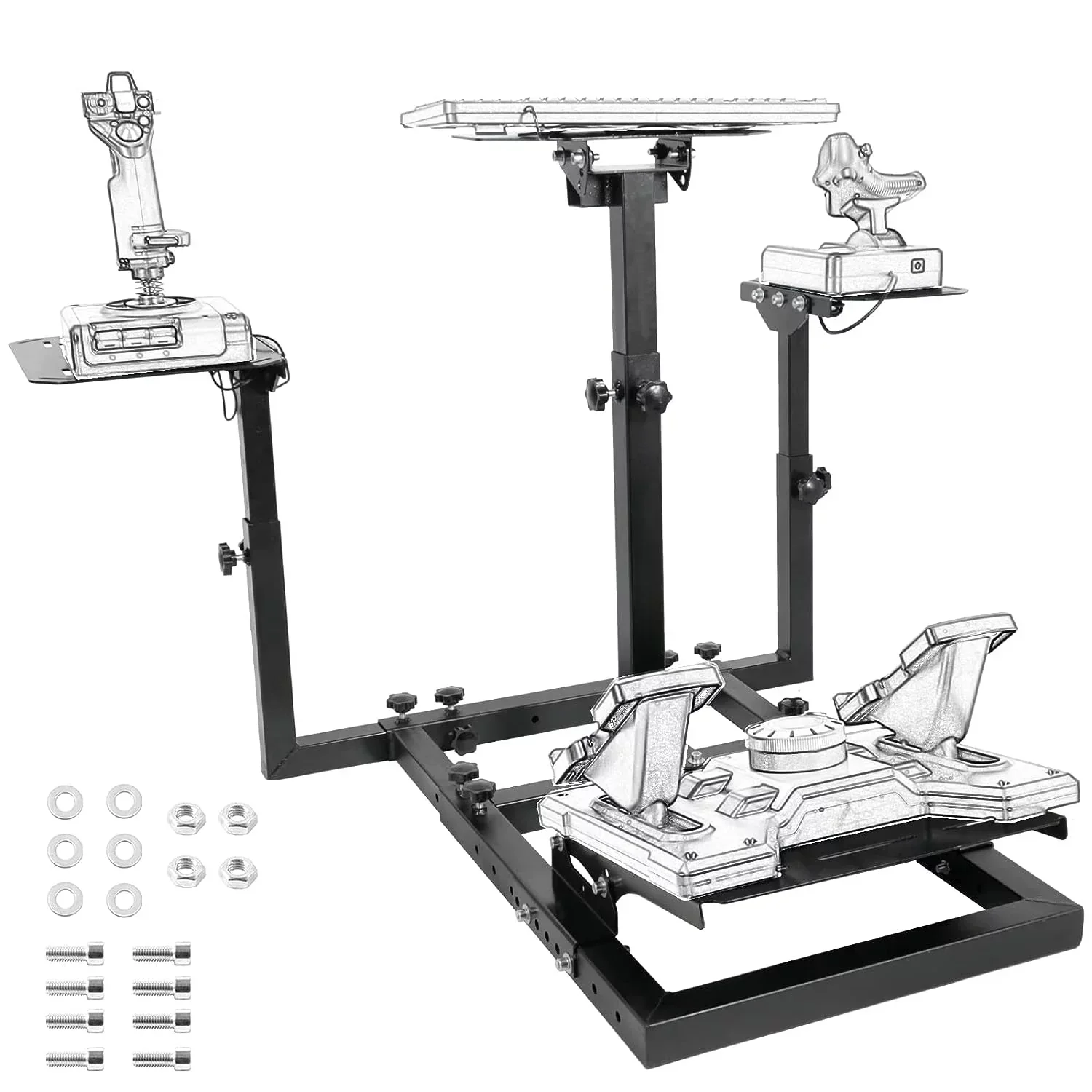 Marada Flight Simulator and Racing Wheel Stand, Adjustable, Carbon Steel - Fits Thrustmaster HOTAS Warthog