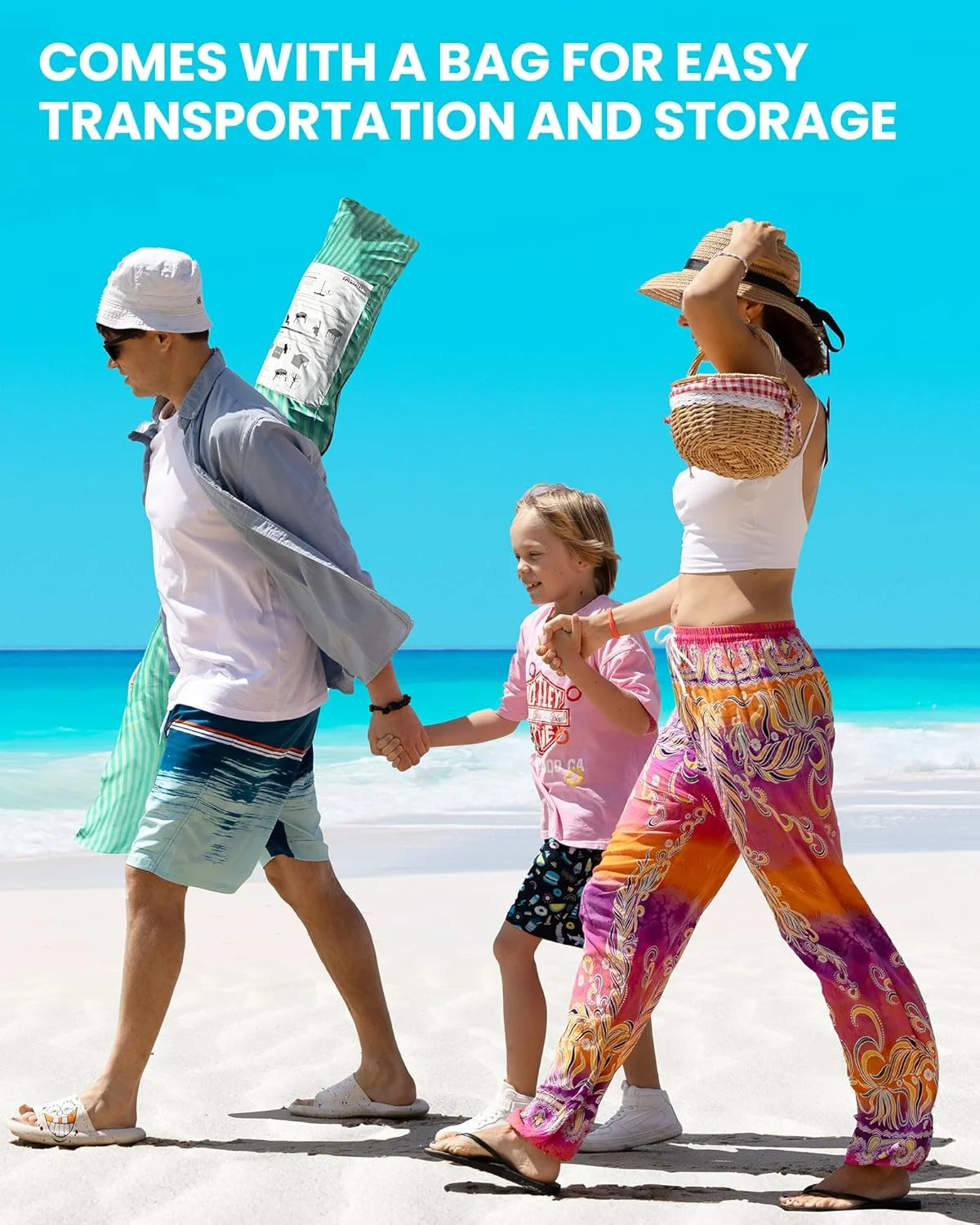 OutdoorMaster Beach Cabana with Fringe, Portable 6' x 6' Beach Canopy, Easy Set Up Beach Shelter, Included Side Wall, UPF 50+ UV Protection Sun Umbrella - for Kids, Family & Friends - Image 22