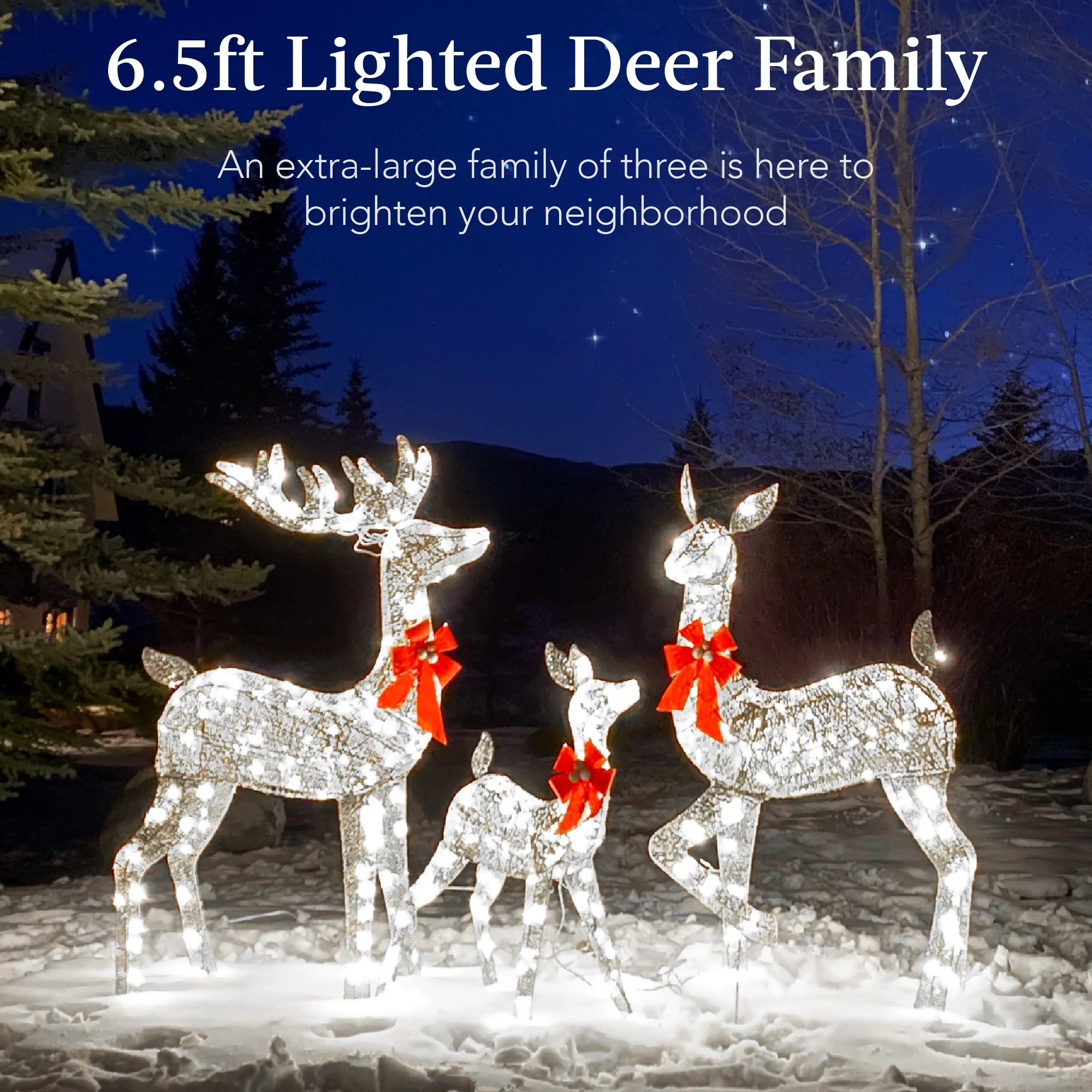 Best Choice Products 6.5ft 3-Piece Lighted Christmas Deer Set Outdoor Yard Decoration w/ 385 LED Lights, Stakes - Gold - Image 13