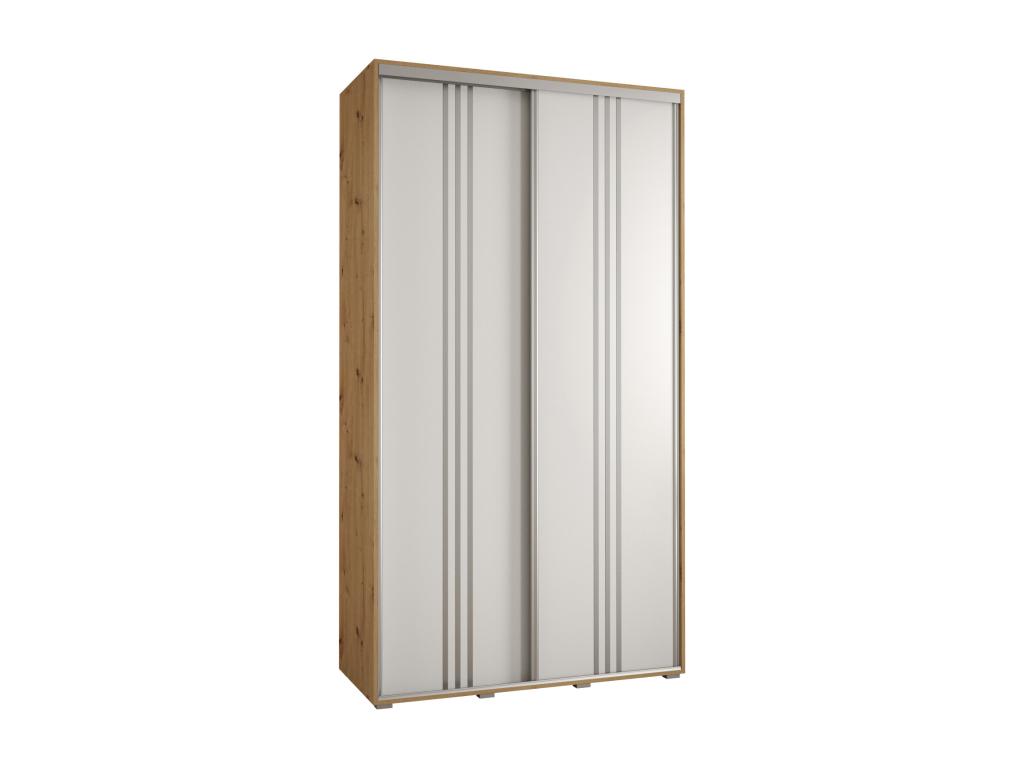 ARMARIO DAVOS 6 DE PUERTAS CORREDERAS 235,2/130/45 2 puertas (Artisan/Blanco/Plata)