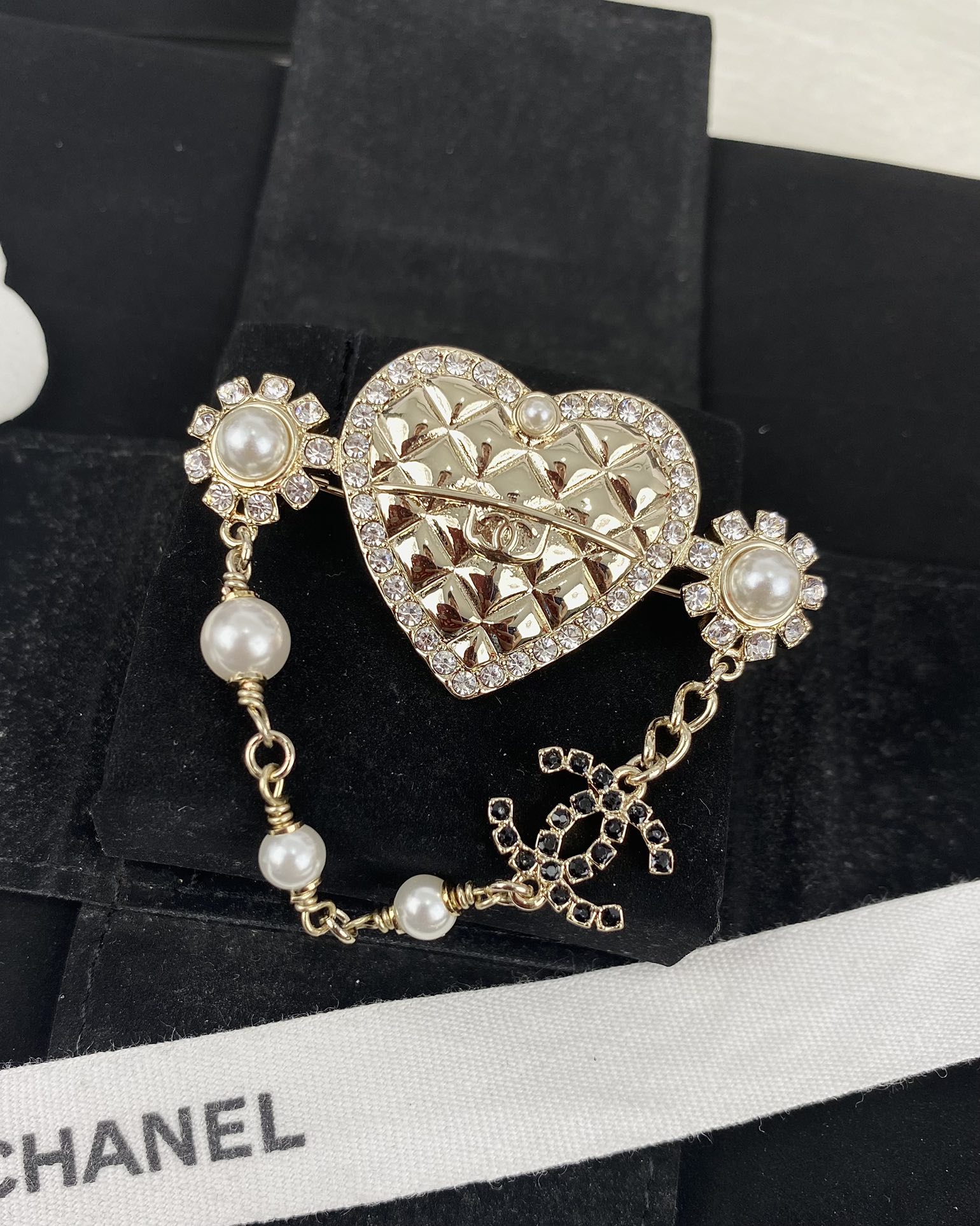 Chanel Heart with Chain Brooch Pin - Original Replica Club