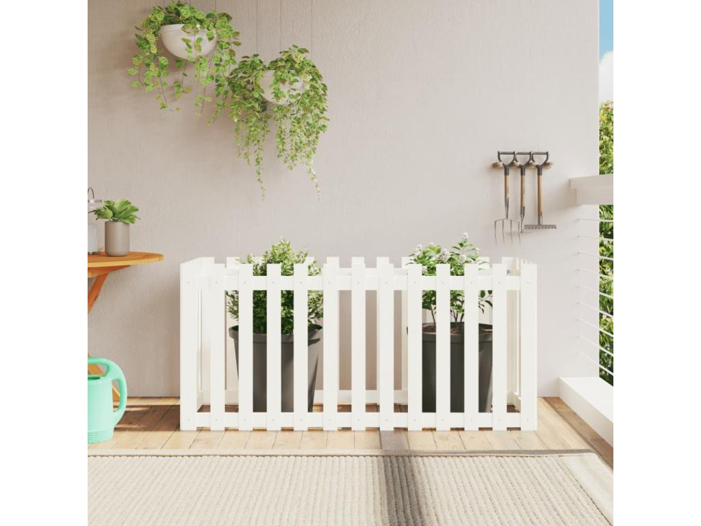 Arriate Decoromantico levado jardín con valla madera pino blanco 150x50x70cm