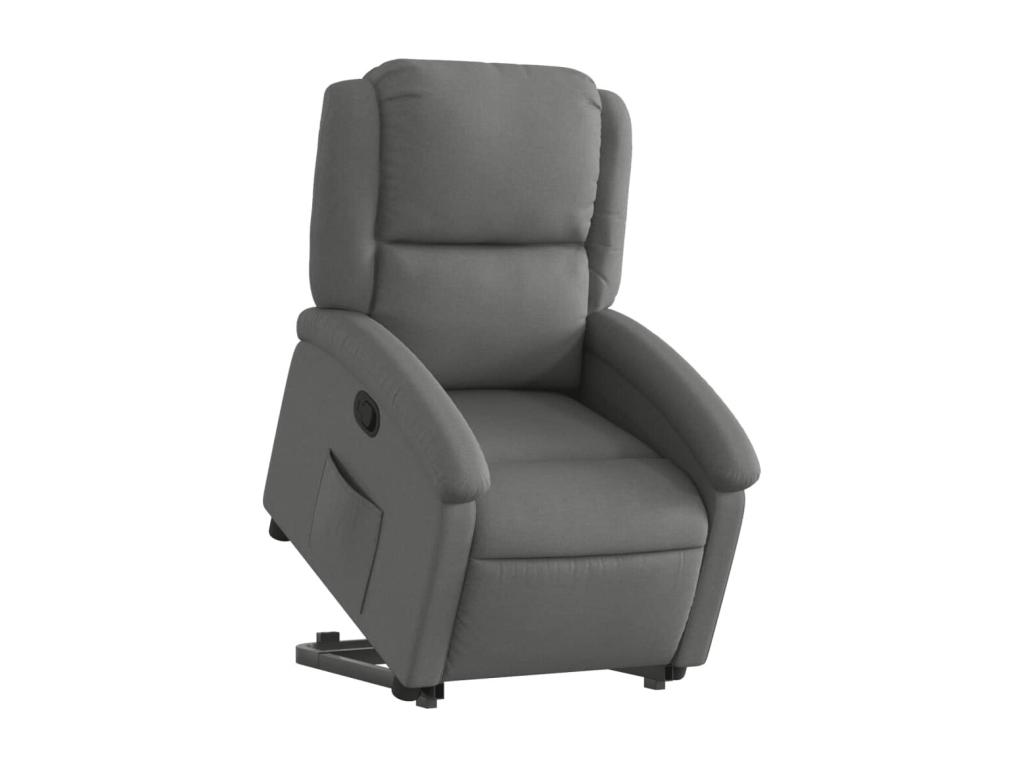 Sillón reclinable elevable de tela gris oscuro