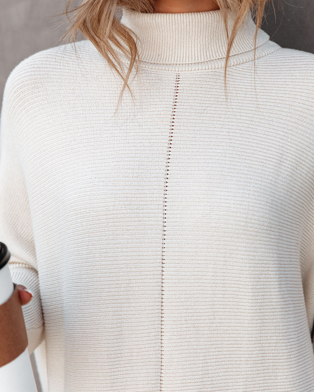 Suzy Turtleneck Tunic Sweater - Ivory - Se7enfashion