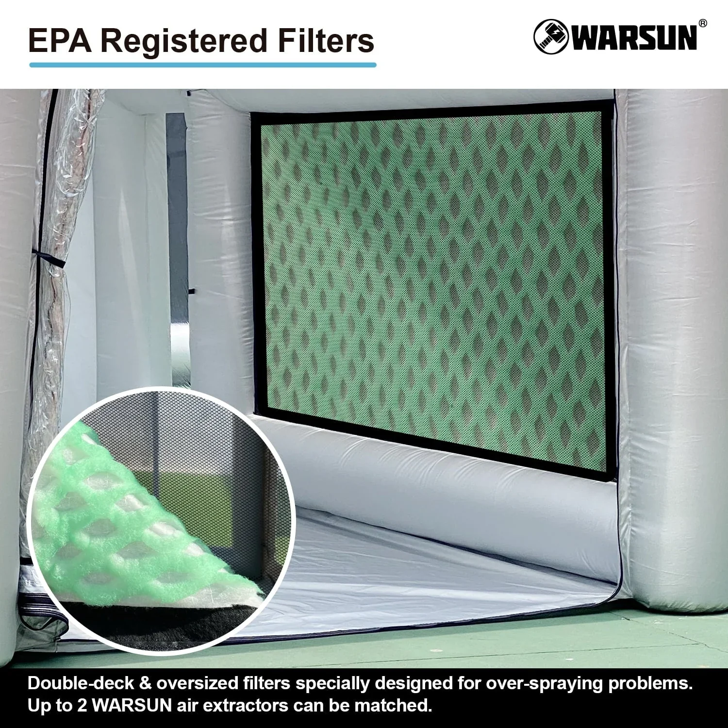 WARSUN Inflatable Paint Booth With Air Filter System, 28X15X10Ft, 950W+750W Blowers - Image 4 WARSUN Inflatable Paint Booth With Air Filter System, 28X15X10Ft, 950W+750W Blowers - Image 4