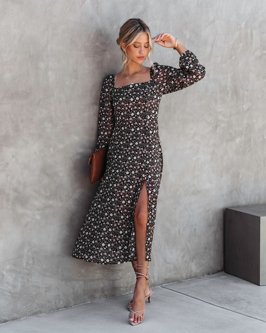 Enchant Me Printed Slit Midi Dress - Se7enfashion