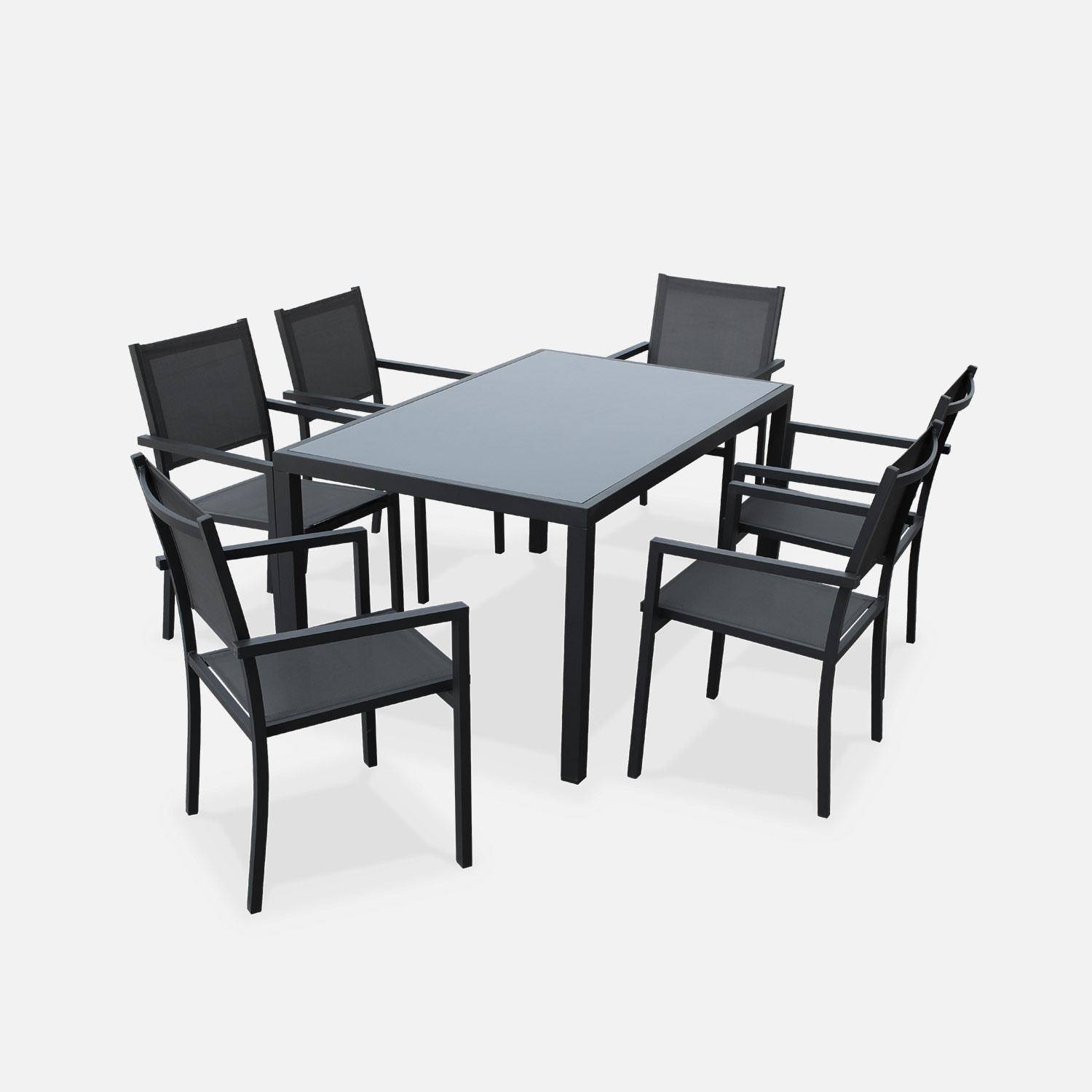 Capua 150 - Mesa de jardín de aluminio con 6 sillas de textileno
