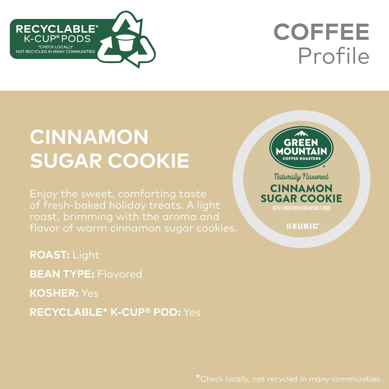 Green Mountain Coffee Roasters Cinnamon Sugar Cookie. 24 Count (Pack of 1)