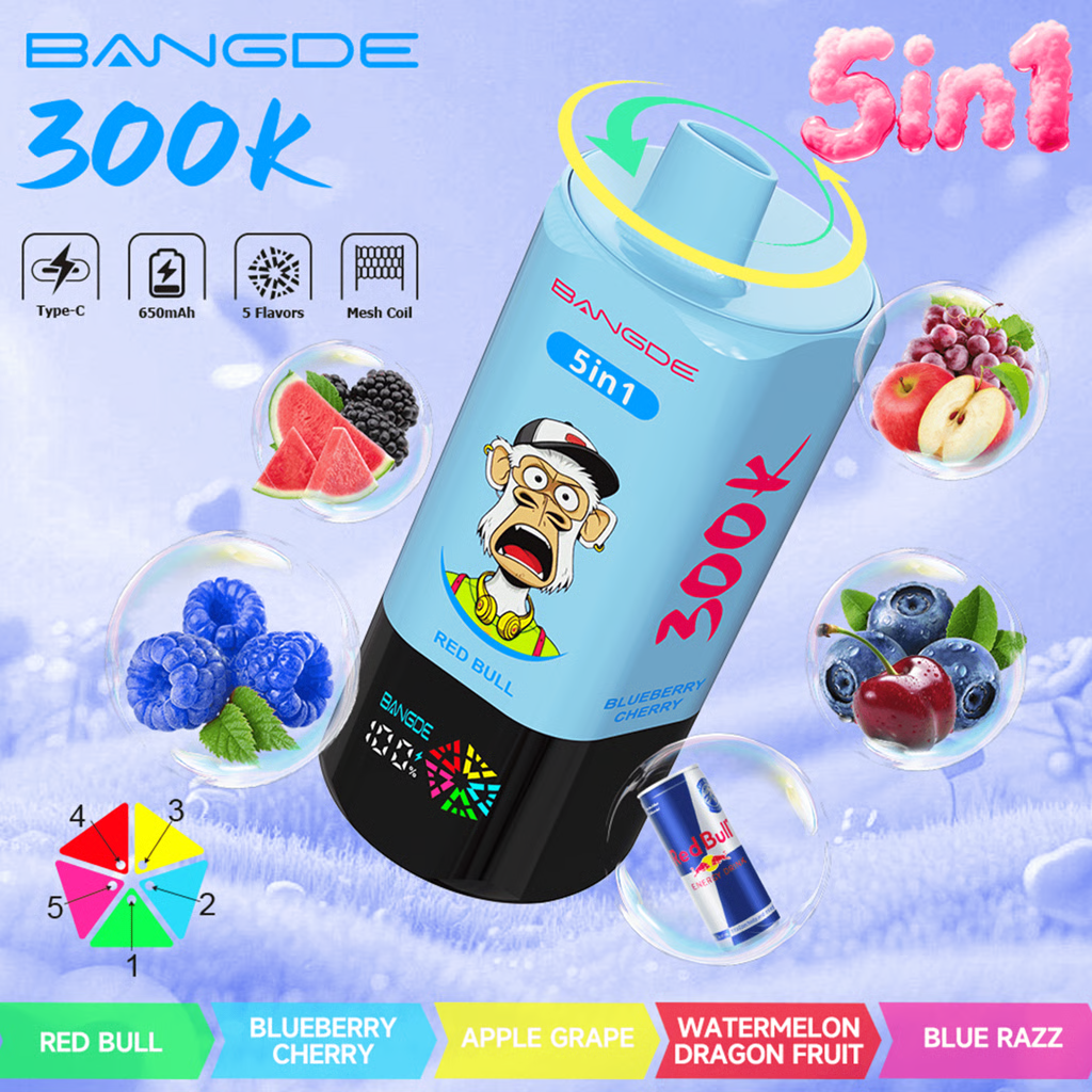 Bang DE 300K 5-in-1Disposable Vape|Up to 300,000 Puffs & Five Flavors in One Device