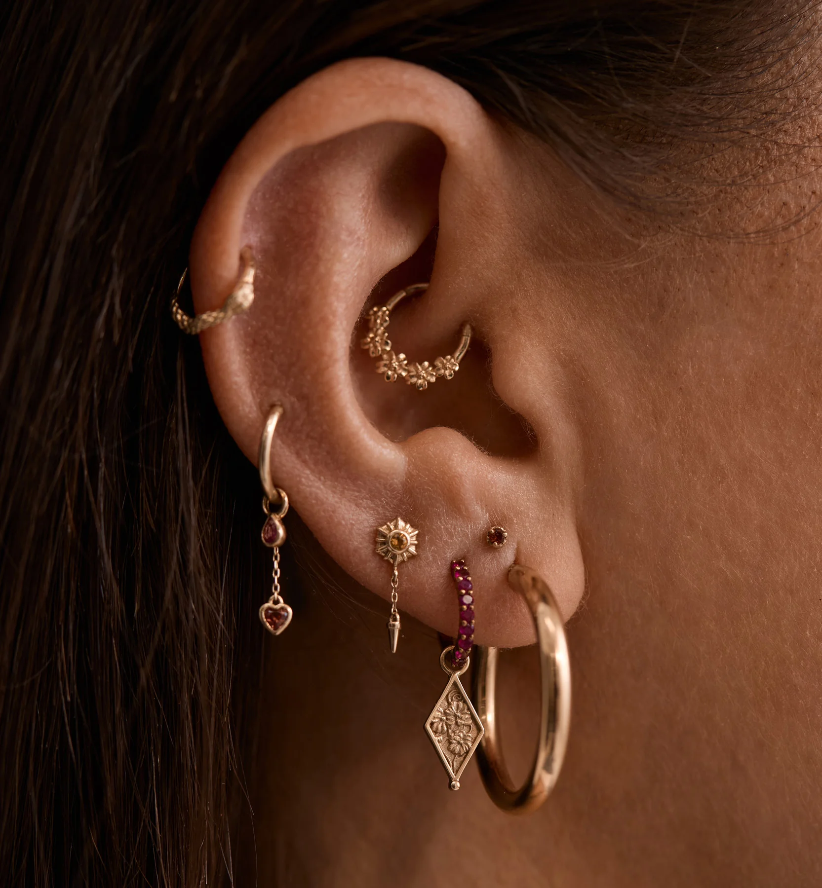 Coronal Rain Piercing Front 14K
