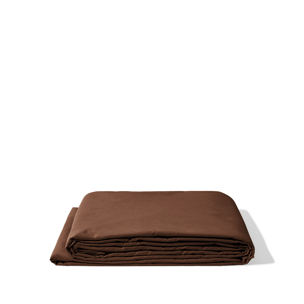 Drap plat en percale de coton - Marron Cargo