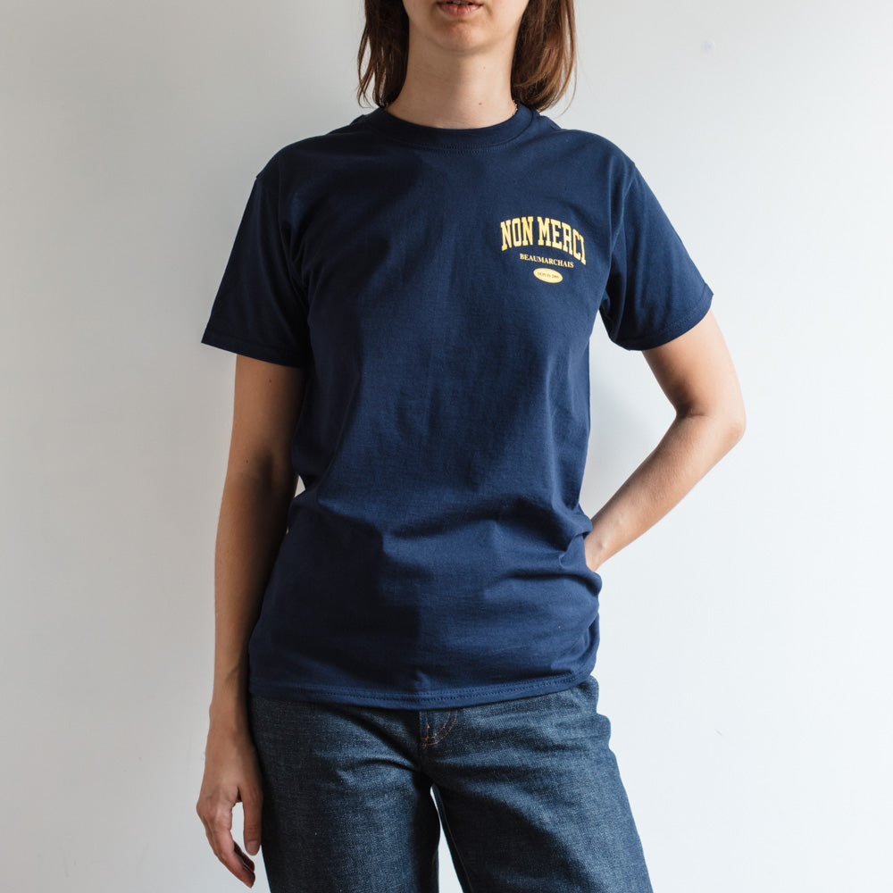 Merci - T-Shirt College Non Merci - Bleu