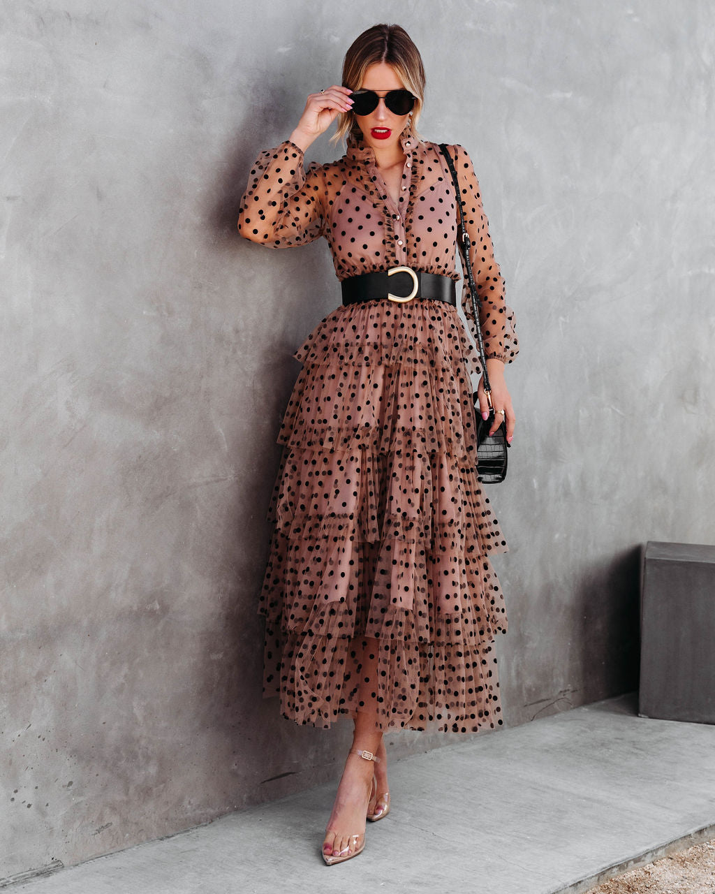 PREORDER - Ella Polka Dot Tiered Tulle Maxi Dress - Se7enfashion