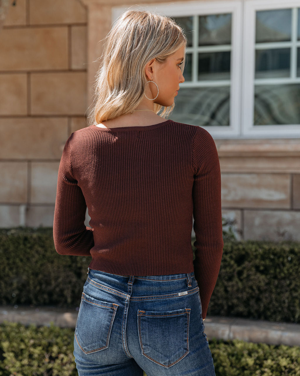 Kadine Crop Knit Cutout Sweater - Brown - SALE - Se7enfashion