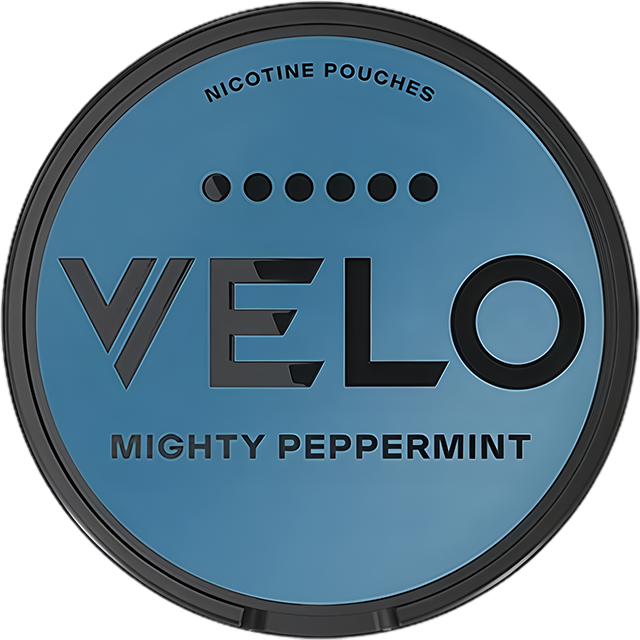 VELO Mighty Peppermint 6Star 17mg nicotine pouches — Slim Moist can with 20 extra strong peppermint pouches