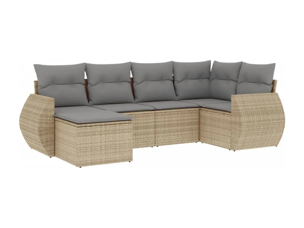 Set de sofás jardín con cojines 6 piezas ratán sintético beige RX8249402