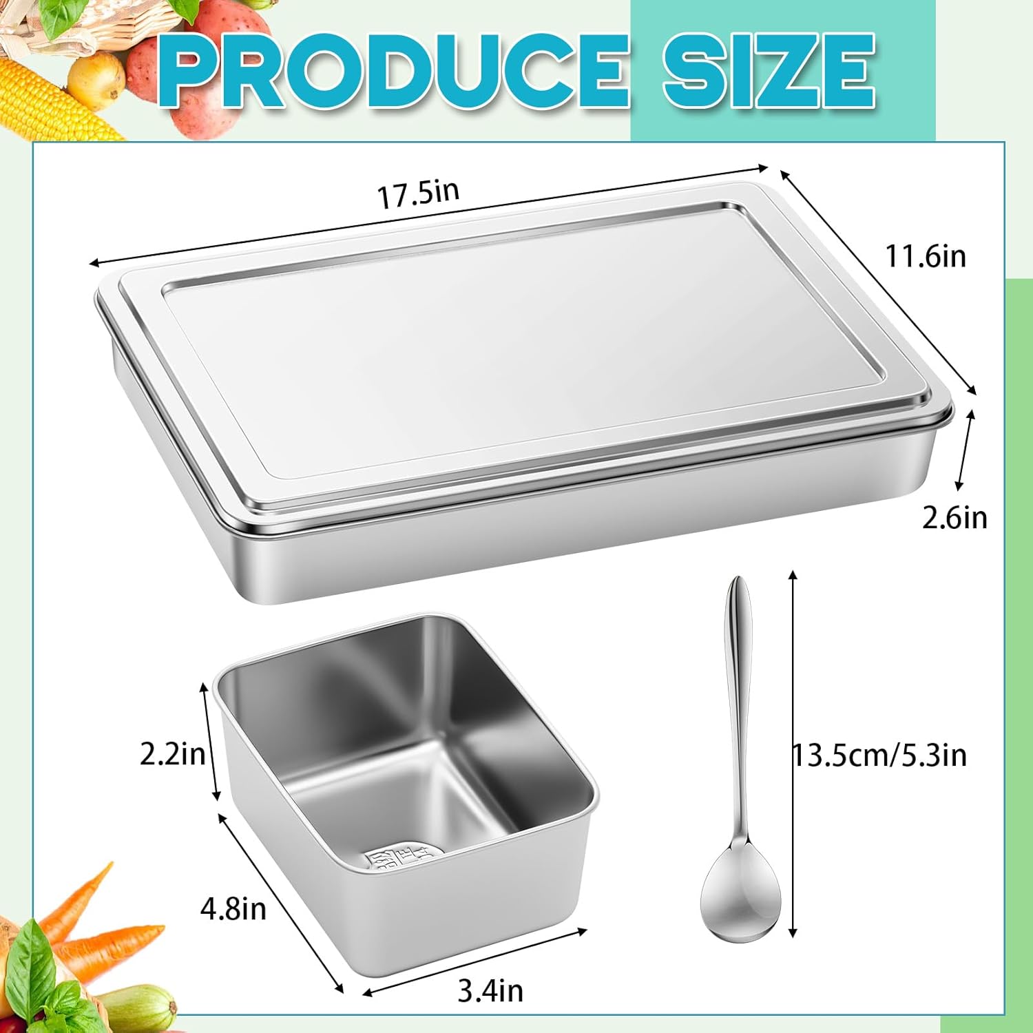 Boao 8 Compartment 304 Yakumi Pans Stainless Steel Mise En Place Japanese Yakumi Tins Seasoning Condiment Container with Lids Spoons for Food Meal Prep Organizer for Kitchen Salad Spices Herbs, Masala