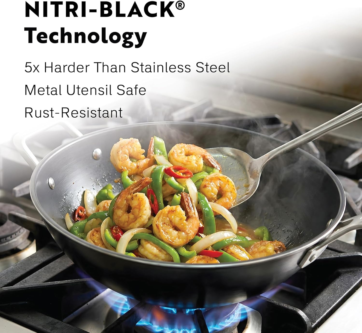 13 Inch Tri Ply Carbon Steel Wok Pan - Naturally Nonstick, Nitrided Carbon Steel - Lightweight, Non Toxic Cookware, No Coatings - Induction Wok, Oven, Outdoor Grill Cooking