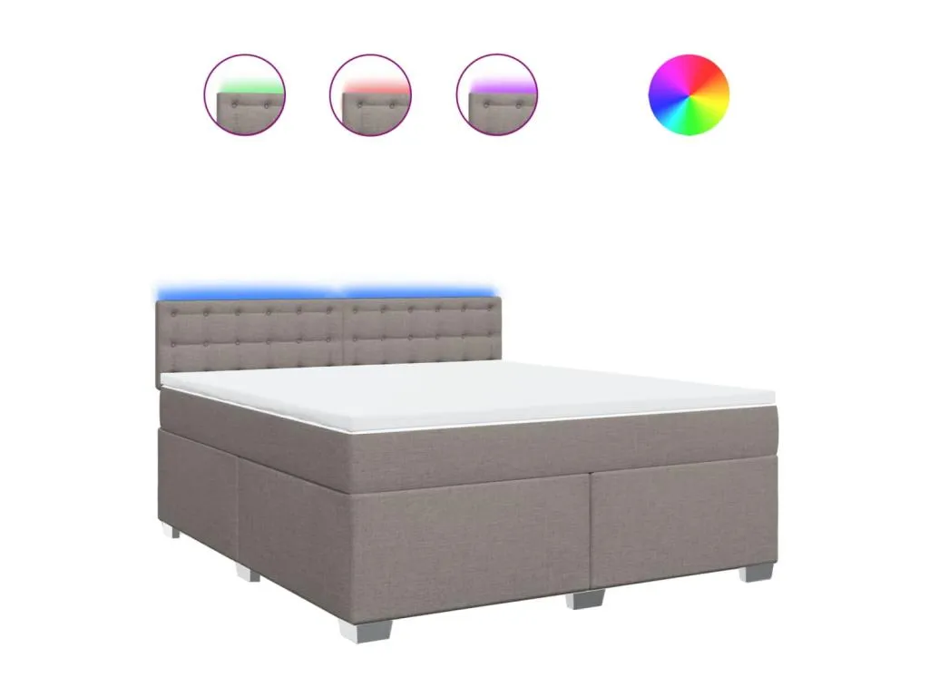 Cama box spring con colchón tela gris taupe 180x200 cm pjn3523162