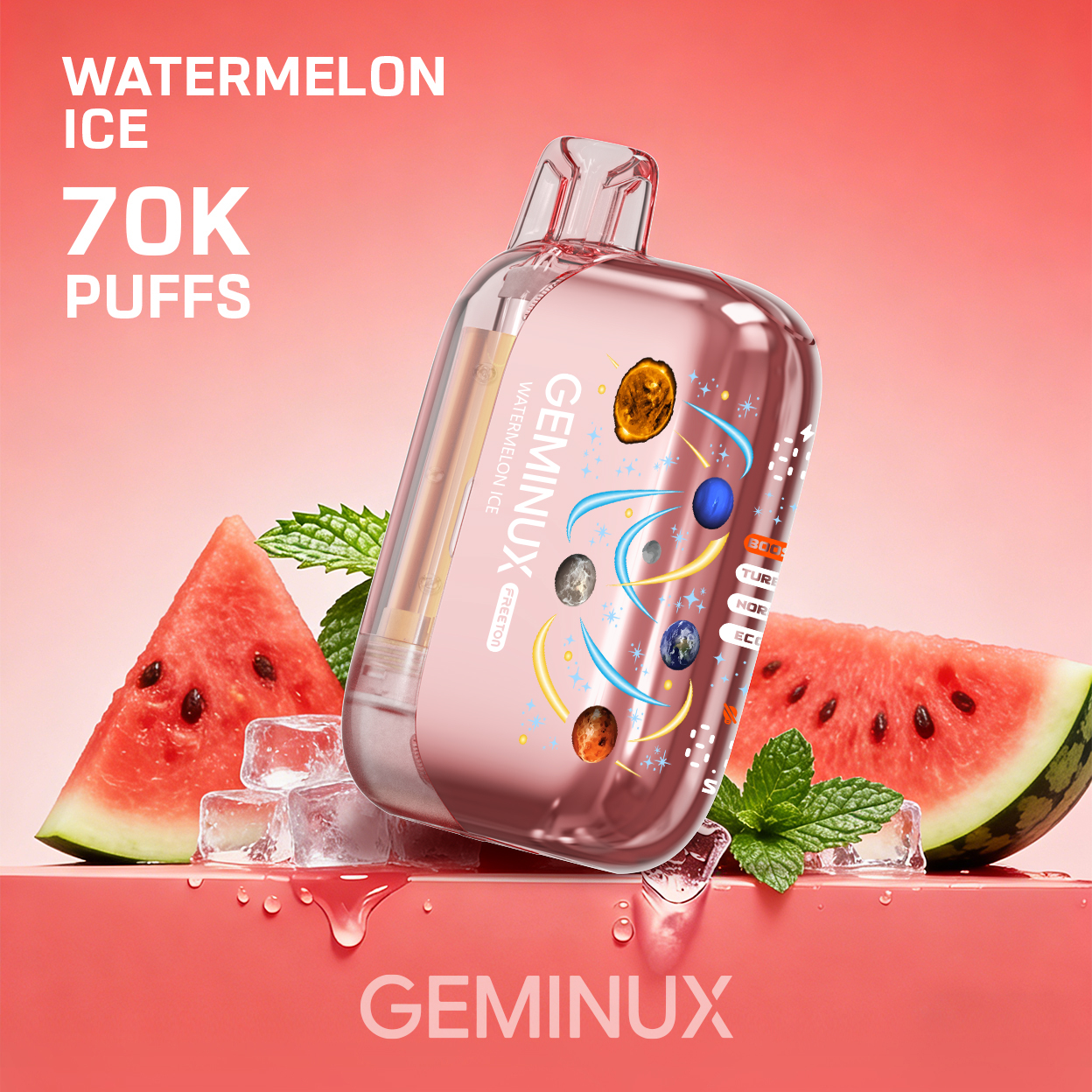 GEMINUX Pocket Galaxy Vape, 70000 Puffs Dual Mesh Coil Pocket Size Disposable Device
