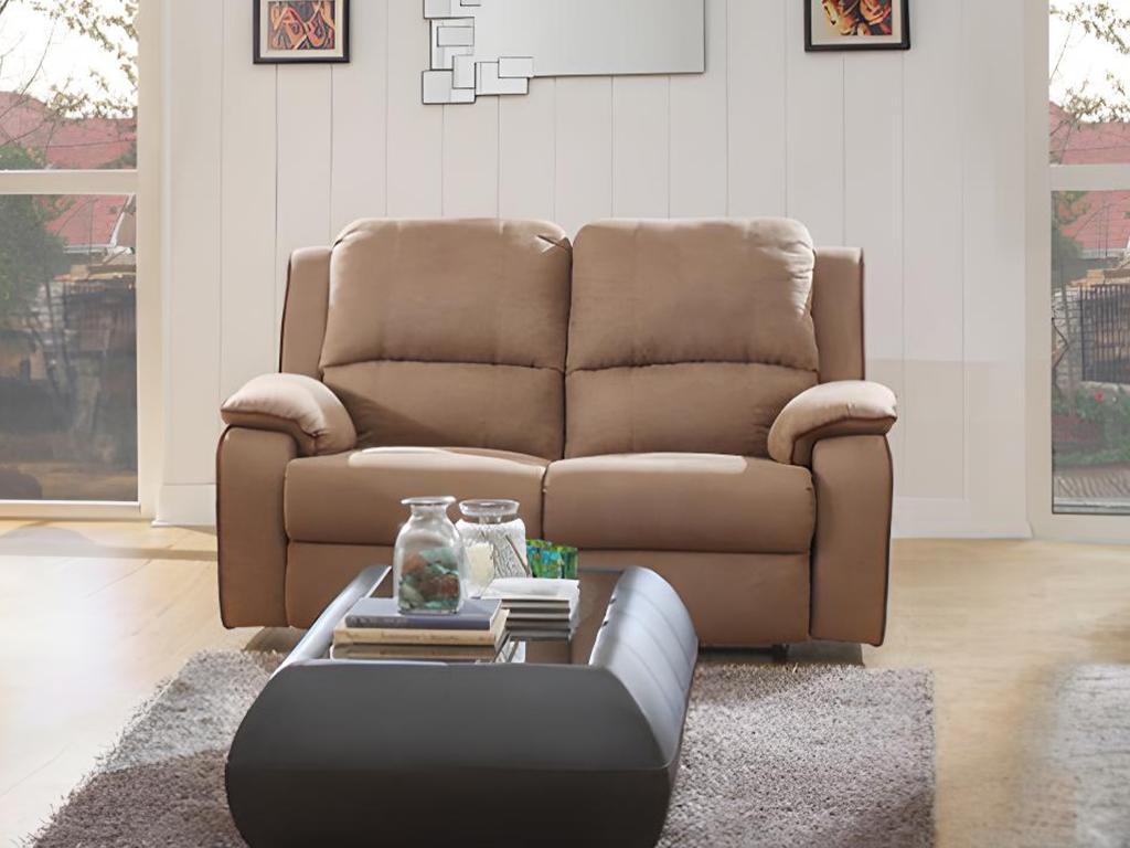 Sofá reclinable de dos plazas - microfibra beige oscuro