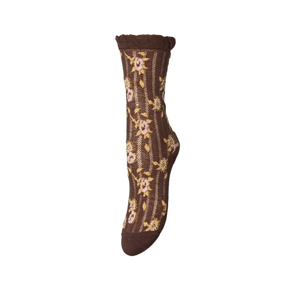 Becksöndergaard - Chaussettes Florisma Cotta - Marron Plum Fudge